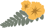 Graphic of yellow flowers and green leaves